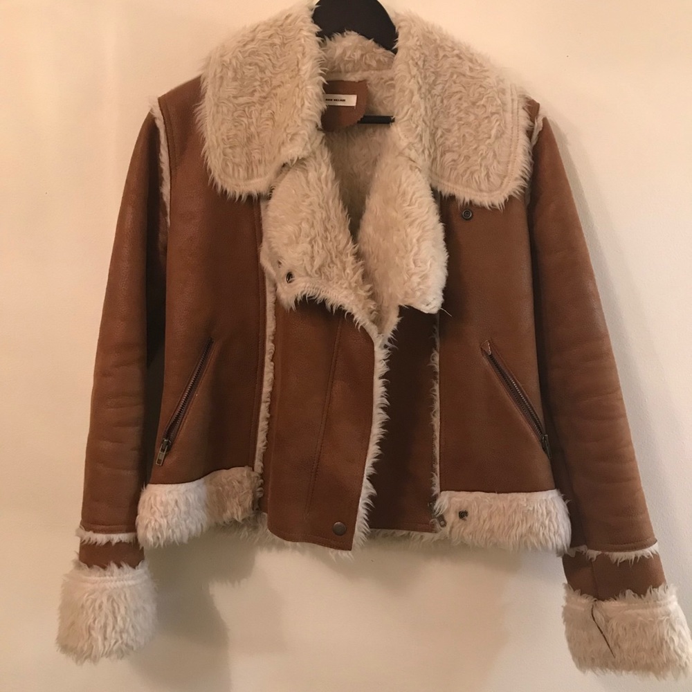 Women camel faux suede fur jacket - Picture 1 of 7